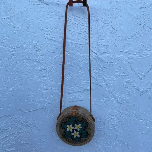 Pink Haley Rattan and Leather Strap Handmade with Love Bodybag Multicolor - Picture 4 of 16